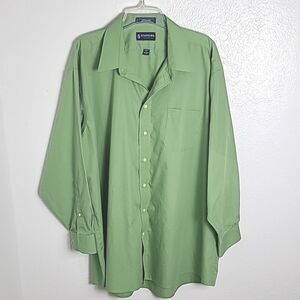 Stafford Essentials Green Longsleeve Buttondown Shirt, Size 18-18 1/2, 34/35